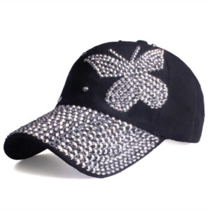 baseball cap rhinestones side butterfly (1)